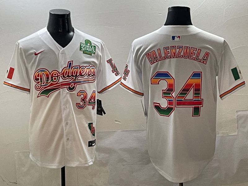 Men Los Angeles Dodgers #34 Valenzuela White Game Nike 2025 MLB Jersey style 4254